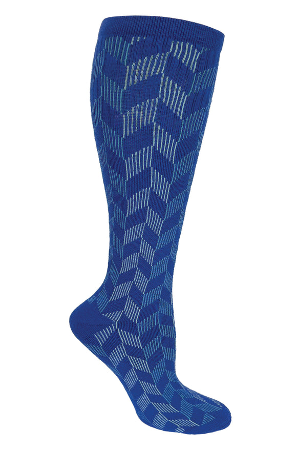 380-GPR Geometric Pattern Royal Womens Premium Wool Compression Socks