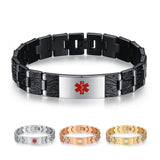 MD0762 Stainless Steel Link Unisex Medical Id Bracelet Custom Engrave 4 Colors