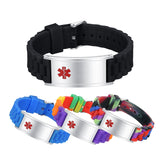MD0512-86 Unisex Braided Silicone Stainless Medical ID Bracelet 4 Colors ~ Custom Engrave