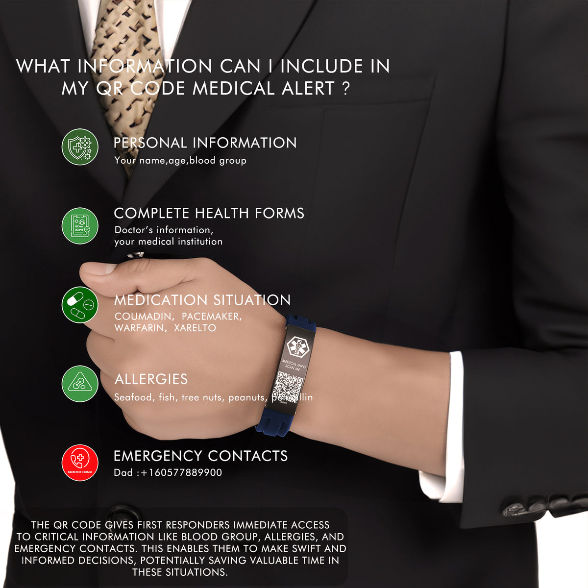 Medical ID Qr Code Bracelet - Medical QR Code ID Tag - View #10