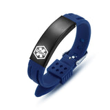AM1443BU Blue Silicone Stainless Medical ID Bracelet Custom Engrave