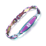 MD0337 Stainless Steel Sleek Link Medical Id Bracelet Custom Engrave 10 Colors!
