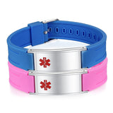 MD0518 Unisex Silicone Stainless Medical ID Bracelet ~ Custom Engrave