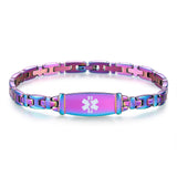 MD0935 CUSTOM ENGRAVE Women's Slim Stainless Steel Link Medical Id Bracelet