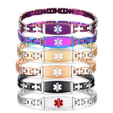 MD0935 CUSTOM ENGRAVE Women's Slim Stainless Steel Link Medical Id Bracelet