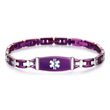 MD0935 CUSTOM ENGRAVE Women's Slim Stainless Steel Link Medical Id Bracelet