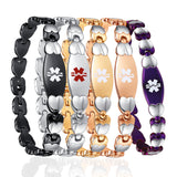 MD1038 5 Colors! Stainless Steel Double Heart Link Medical Id Bracelet Custom Engrave
