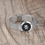 MD1436SS-CF Medical ID Carbon Fiber Stainless Steel Mesh Bracelet ~ Custom Engrave