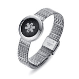 MD1436SS-CF Medical ID Carbon Fiber Stainless Steel Mesh Bracelet ~ Custom Engrave