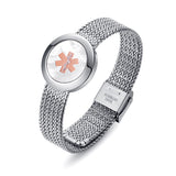 MD1436SS-MOP Medical ID Mother of Pearl Stainless Steel Mesh Bracelet ~ Custom Engrave