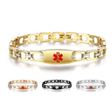 MD1451 Custom Engrave Stainless Steel Horseshoe Link Medical Id Bracelet-4 Colors