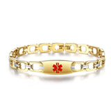 MD1451 Custom Engrave Stainless Steel Horseshoe Link Medical Id Bracelet-4 Colors