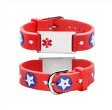 MD-SILC 15 Prints Child Silicone Medical ID Bracelet Custom Engrave