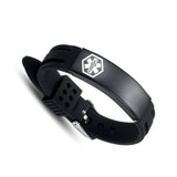 AM1443BB  Black Silicone Stainless Medical ID Bracelet Custom Engrave