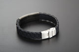AM701BK  Black Braid Silicone & Stainless Medical ID Bracelet Custom Engrave