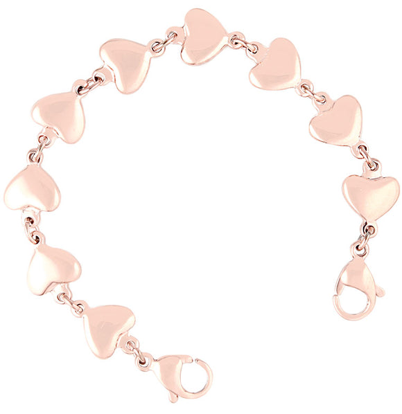 B-155 Rose Gold Stainless Puffy Heart Link Medical ID Replacement Strand