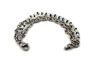 C-182 Triple Strand Beaded & Stainless Chain Interchangeable Bracelet