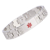 MD0762 Stainless Steel Link Unisex Medical Id Bracelet Custom Engrave 4 Colors