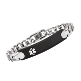 MD0184 Unisex Stainless Steel Black Plate Link Medical Alert Id Bracelet ~ CUSTOM ENGRAVE