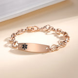 MD0201-RG  Medical Alert ID Rose Gold Stainless Open Heart Bracelet CUSTOM ENGRAVE