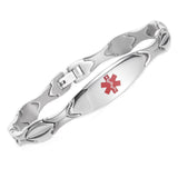MD0337 Stainless Steel Sleek Link Medical Id Bracelet Custom Engrave 10 Colors!