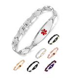 MD0337 Stainless Steel Sleek Link Medical Id Bracelet Custom Engrave 10 Colors!