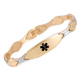 MD0337 Stainless Steel Sleek Link Medical Id Bracelet Custom Engrave 10 Colors!