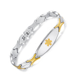 MD0337 Stainless Steel Sleek Link Medical Id Bracelet Custom Engrave 10 Colors!