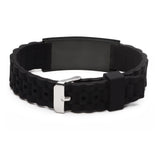 MD0584-BB Black Braided Silicone Stainless Medical ID Bracelet CUSTOM ENGRAVE