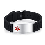 MD0512-86 Unisex Braided Silicone Stainless Medical ID Bracelet 4 Colors ~ Custom Engrave