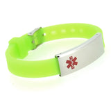 MD0684-88 CUSTOM ENGRAVE Unisex Slim Silicone Stainless Medical ID Bracelet 6 Colors