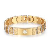 MD0762 Stainless Steel Link Unisex Medical Id Bracelet Custom Engrave 4 Colors