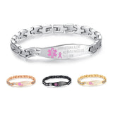 MD0763-NOBP CUSTOM ENGRAVE Medical Alert ID Lymphedema Link Bracelet