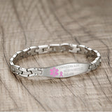 MD0763-NOBP CUSTOM ENGRAVE Medical Alert ID Lymphedema Link Bracelet