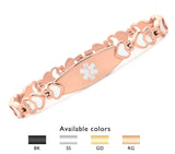 MD0932 4 Colors! Stainless Steel Heart Link Medical Id Bracelet Custom Engrave