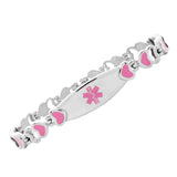 MD0932 4 Colors! Stainless Steel Heart Link Medical Id Bracelet Custom Engrave