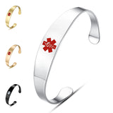 MD0990SS 4 Colors! Medical Id Stainless Steel Cuff Bracelet Custom Engrave