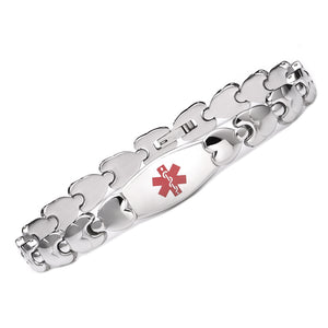 MD1038 4 Colors! Stainless Steel Double Heart Link Medical Id Bracelet Custom Engrave