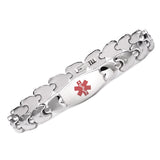 MD1038 5 Colors! Stainless Steel Double Heart Link Medical Id Bracelet Custom Engrave