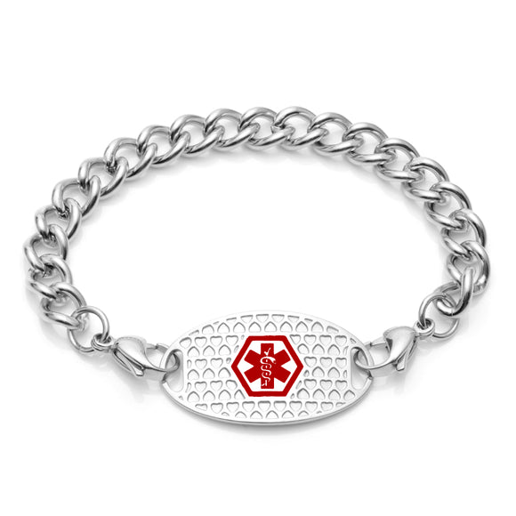 MD1322SS Medical Alert Silver Stainless Classic ID Bracelet CUSTOM ENGRAVE