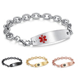 MD1353 Medical Alert ID Stainless Cable Chain Bracelet CUSTOM ENGRAVE