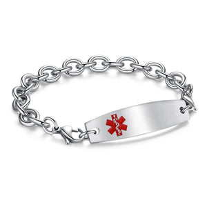 MD1353 Medical Alert ID Stainless Cable Chain Bracelet CUSTOM ENGRAVE