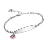 MD1354 Stainless Simple Rolo Chain & Medical Charm Bracelet Custom Engrave