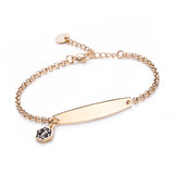 MD1354 Stainless Simple Rolo Chain & Medical Charm Bracelet Custom Engrave