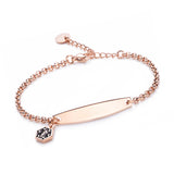 MD1354 Stainless Simple Rolo Chain & Medical Charm Bracelet Custom Engrave