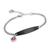 MD1354 Stainless Simple Rolo Chain & Medical Charm Bracelet Custom Engrave