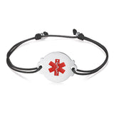MD-1368 CUSTOM ENGRAVE ~ 6 Colors! Stainless Adjustable Cord Medical ID Bracelet