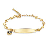 MD1414 Stainless Heart Chain & Medical Charm Bracelet 4 Colors! Custom Engrave