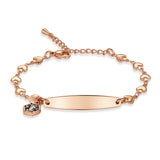 MD1414 Stainless Heart Chain & Medical Charm Bracelet 4 Colors! Custom Engrave