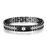 MD-1450 Stainless Steel Dumbell Link Medical Id Bracelet Custom Engrave